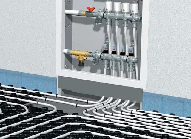 Подключение коллектора к системе напольного отопления